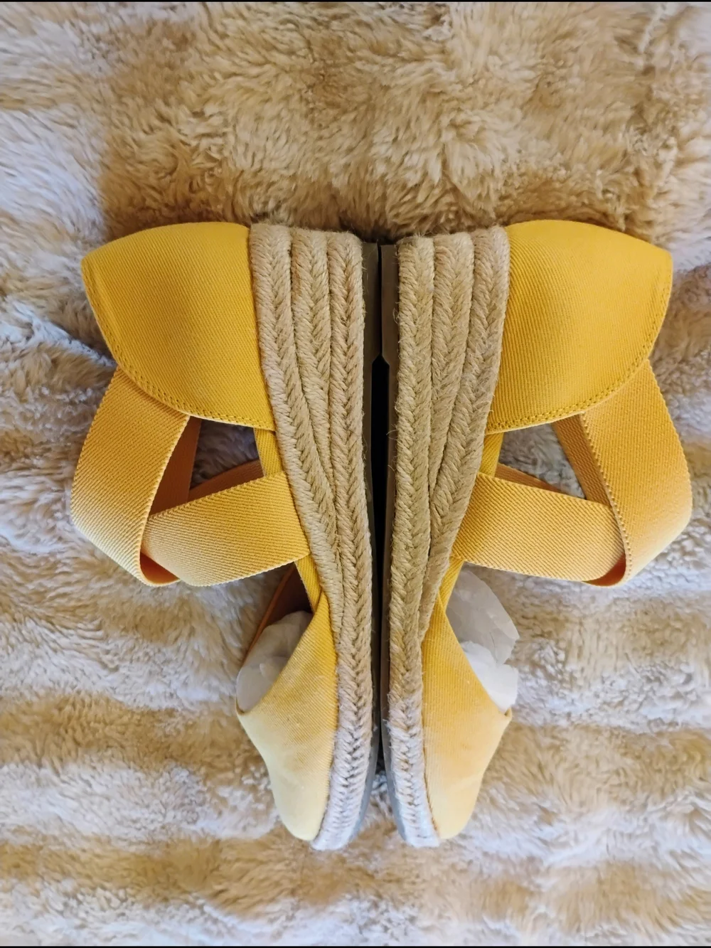 Life Stride Yellow Canvas Espadrille Wedge Sandals